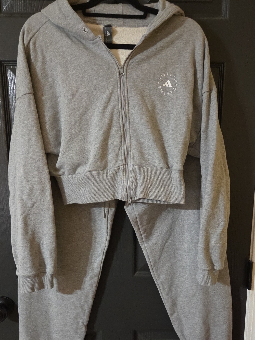 Adidas StellaMcartney Women's Gray Hooded Zip Jacket with Matching Joggers